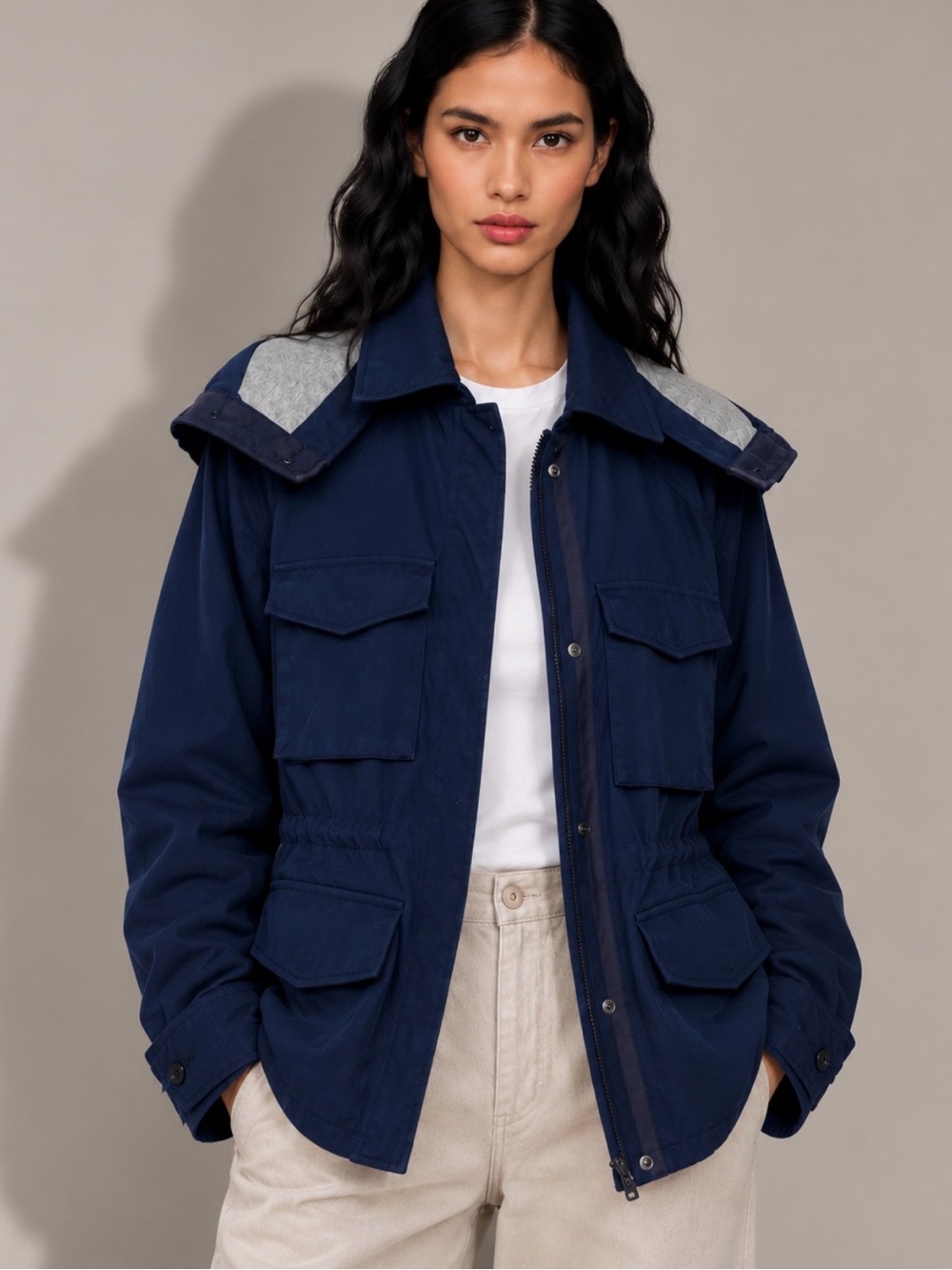 MADEWELL Fieldwalk Navy Hooded Utility Jacket Size M